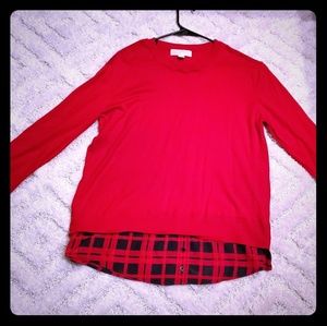 Michael Kors Red and plaid sweater